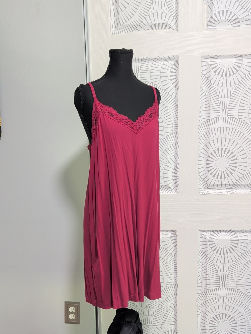 Burgundy Lace Trimmed Nightie